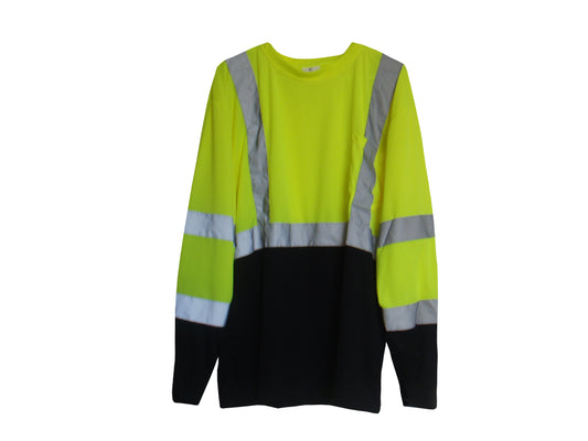 Yellow & Black Reflective Long Sleeve Safety Shirt